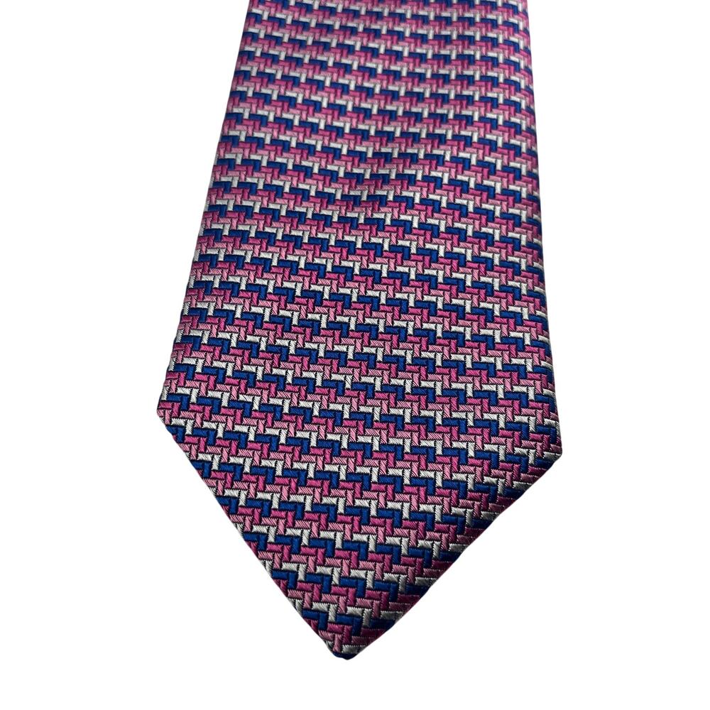 NWT $80 Ted Baker Silk Pink Blue Neck Tie Made in Italy